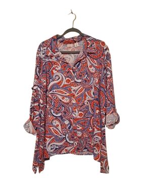 Westbound Paisley Button-Down Shirt in Red & Blue